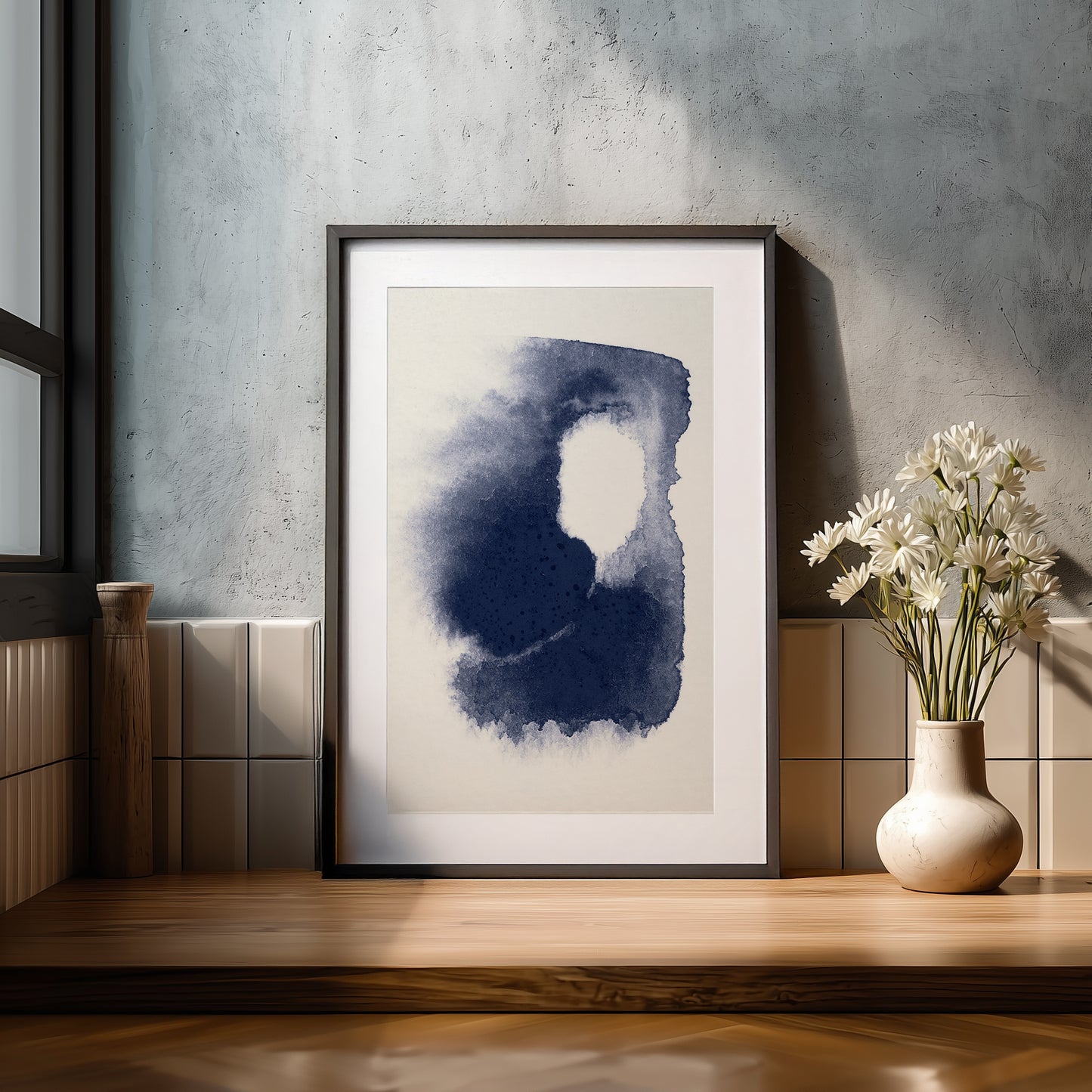 blue abstract art piece 