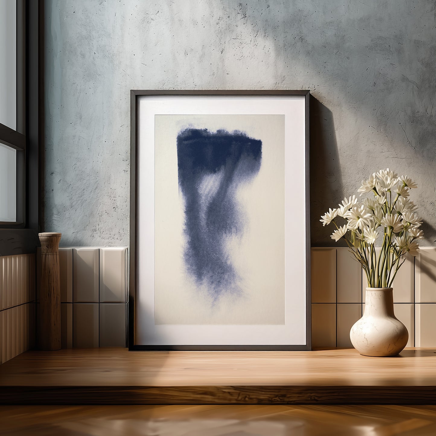 blue abstract art piece 